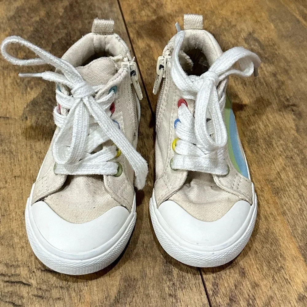 CAT & JACK “Penny” Rainbow Lace/Zip Sneakers, Size 6 Toddler